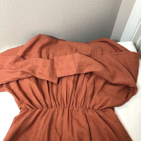Abercrombie & Fitch Linen Button Down Lined Long Sleeve Rusty Shirt Dress XSP - Picture 12 of 16
